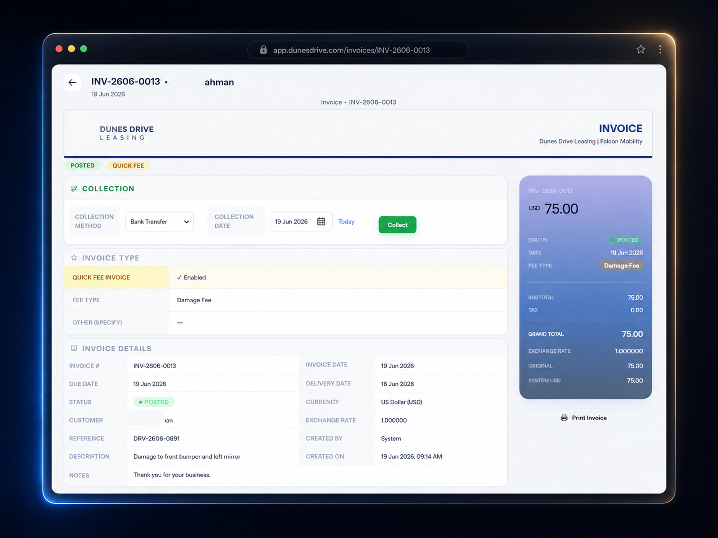 Invoices and payments dashboard with invoice status and collection overview